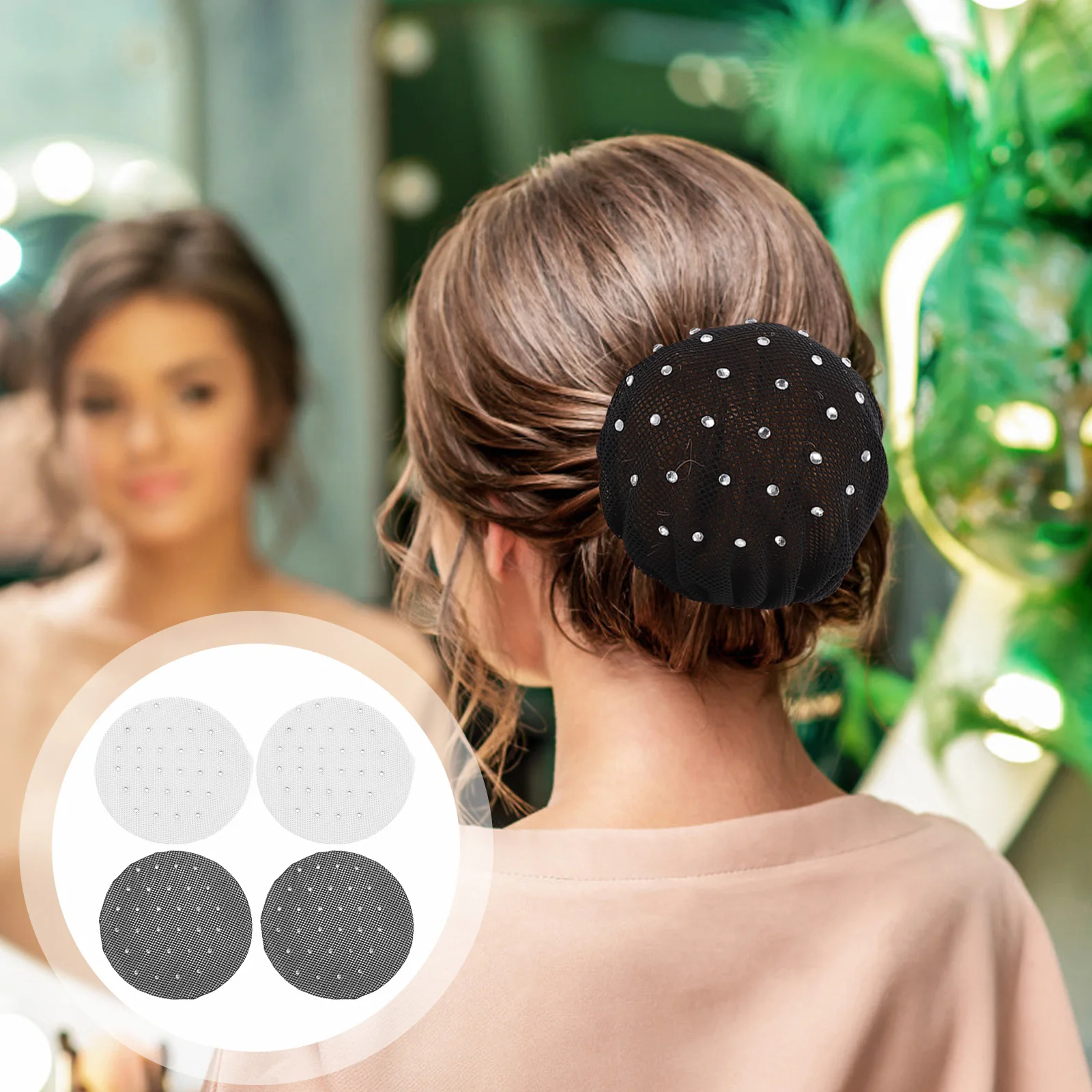 

4pcs Nets For Buns Ballet Bun Hair Net Women Girls Lightweight Breathable Hair Accessories Wedding Bridal Party