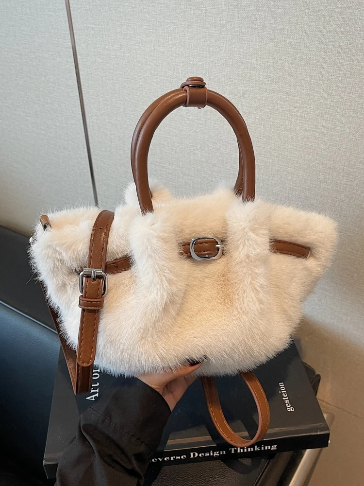 

Fluffy Folded Small Women's Bag Casual Versatile Plu Bag Autumn Winter Simple Single oulder Slant Cross Bag Trendy