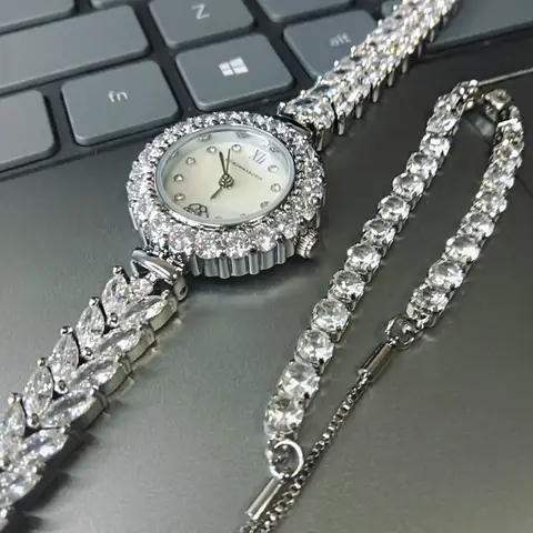 여성용 반짝이는 팔찌 시계, 로즈 골드 시계, 우아한 쿼츠 다이아몬드 손목시계, 여성용 심플한 시계, 럭셔리 패션, 신상