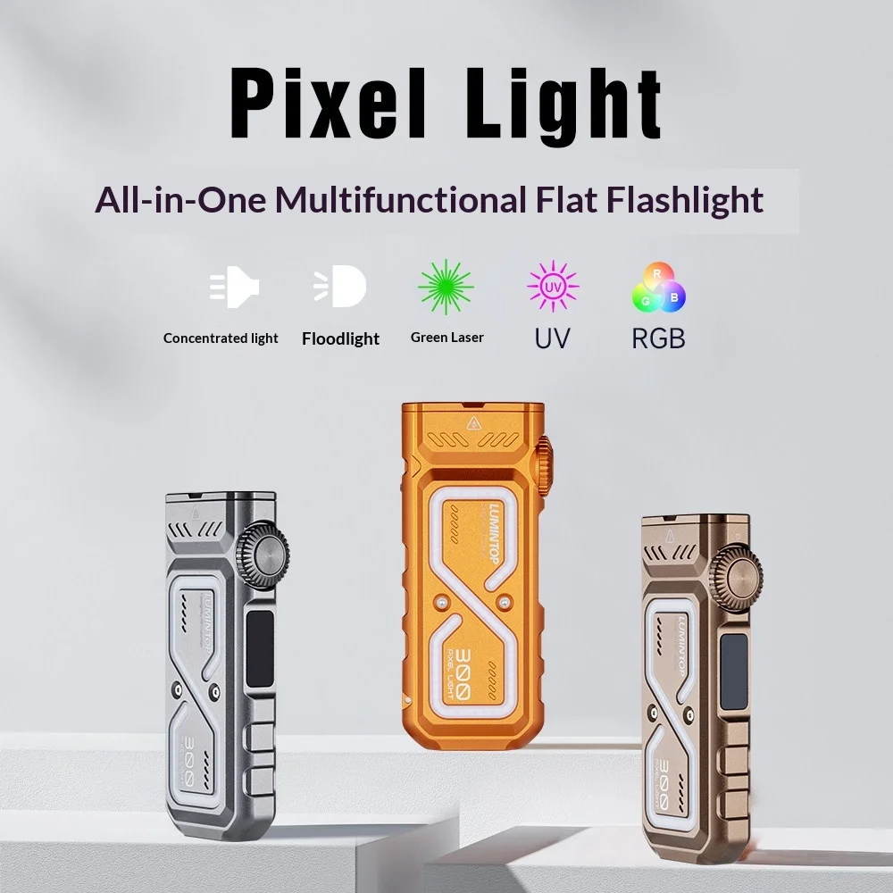 Lumintop Pixel Light Flashlight Powerful Flashligts 1300LM High Brightness Flashlight UV LEP RGB Hourglass USB-C 265M Long Range