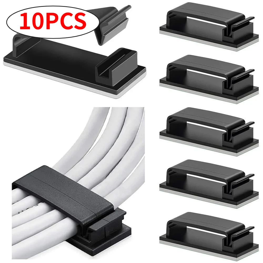 Adhesive Cable Clip, Self-Adhesive Wire Fixing Buckle with 3M Tape, PA66 Nylon Clip for Home Office Electrical Wiring