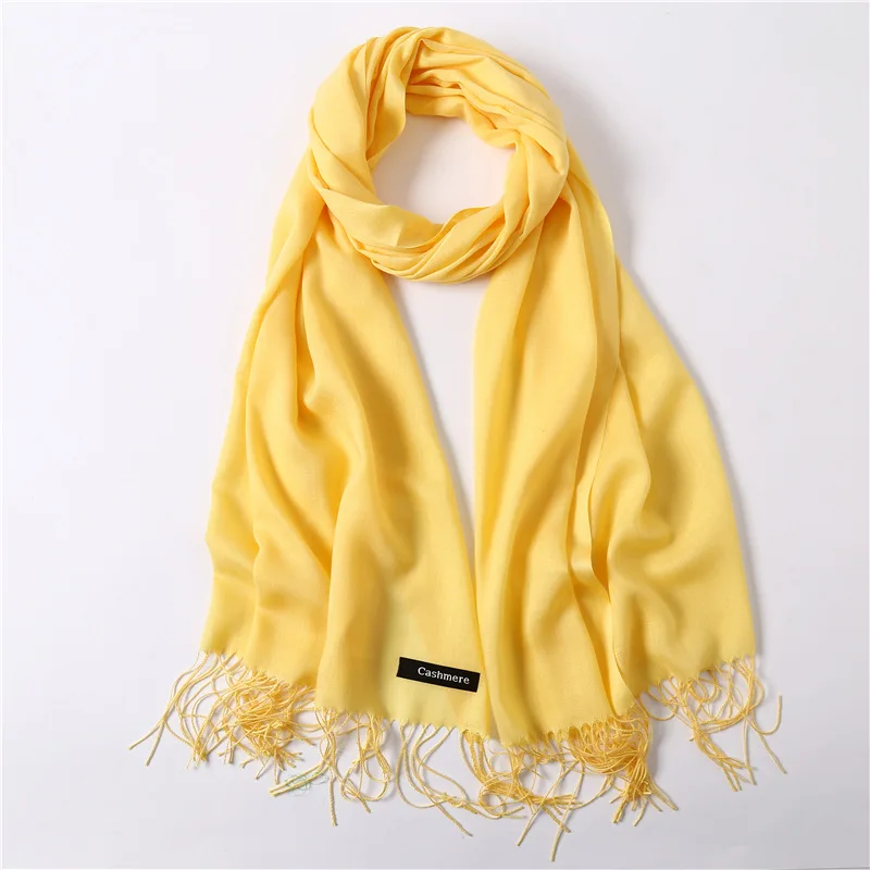 Fashion Solid Schal Frauen Kaschmir Weiche Winter Warme Schals Hijab Weibliche Lange Stirnband Schal Wraps Bandana Foulard 2022 Echarpe – Detail 26