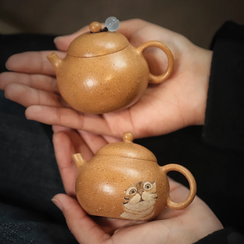 Zisha pot, mini 80cc handmade, small capacity teapot, mud painting