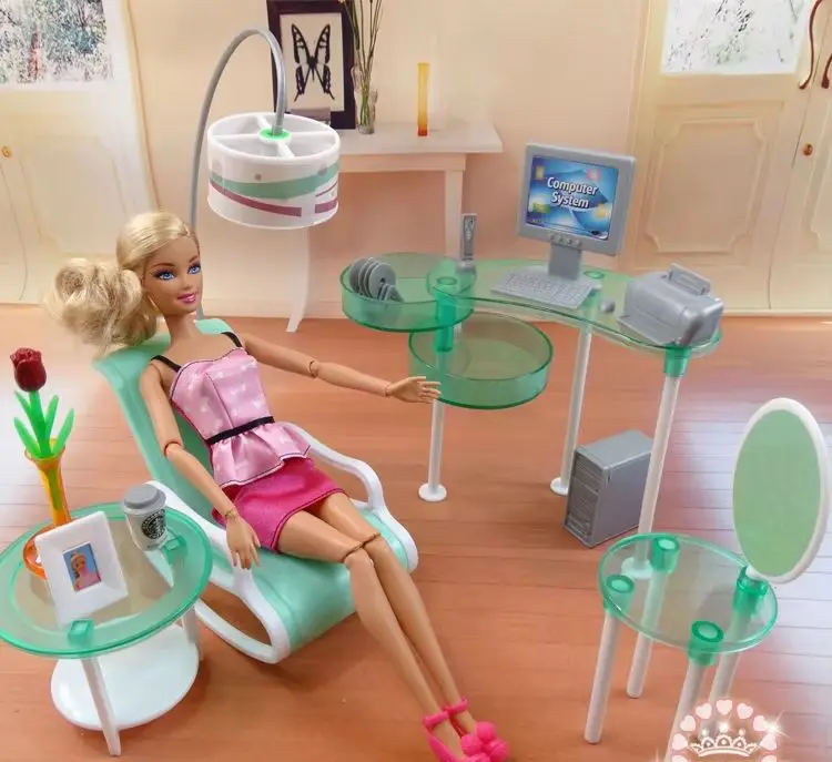 New Summer Computer Room Living Room SetFor 30 Cm Fashion Doll Furniture Assembled Toys