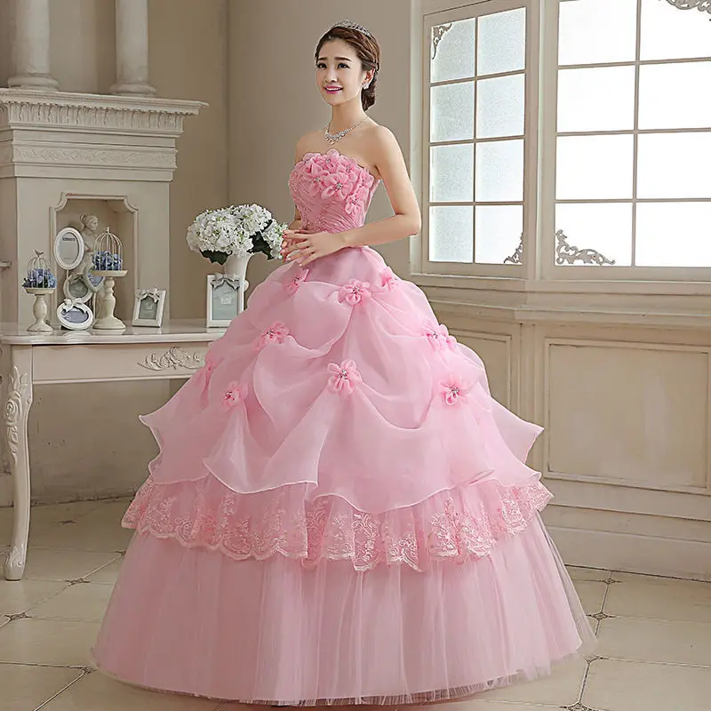 DRF-5-30 #2024 Nouveau Rose Longueur Au Sol Patients Robe De Mariée De Mode Princesse Robe De Bal Grande Taille Pas Cher En Gros personnalisé Chine