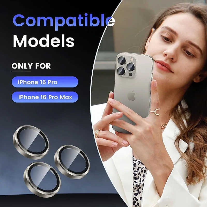 Aluminium Alloy Tempered Glass For Apple iPhone 16 Pro Max Lens Film Cover Protection Camera Lens Protector for iPhone 16 Pro