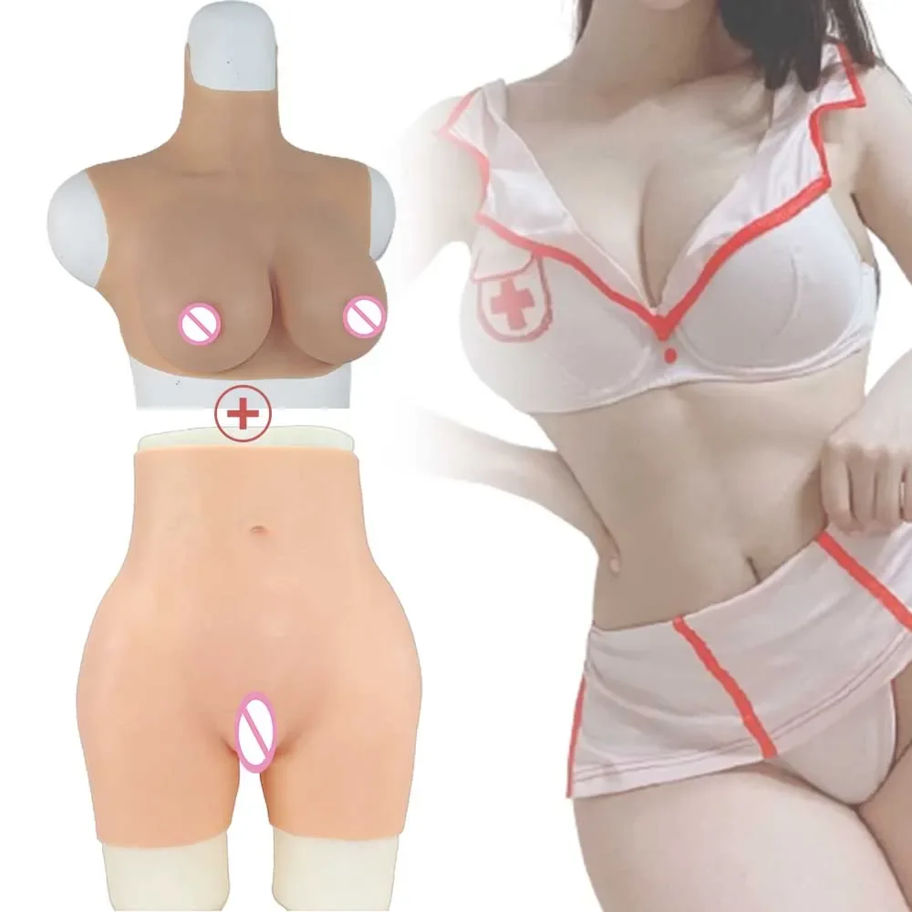 Crossdressing Realistic Fake Silicone Girl for Men Transvestite Gel Breasts Forms Male To Woman Vagina Clothes with Anal Hole