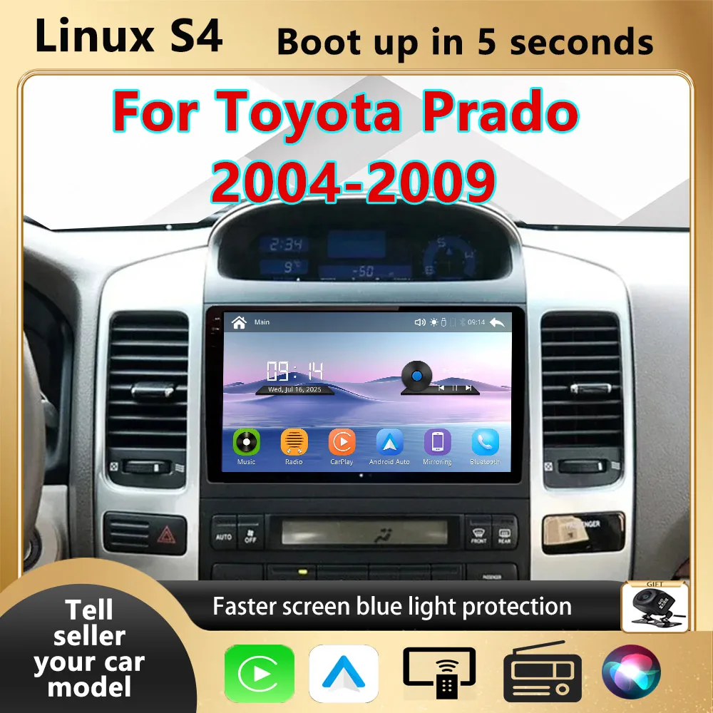 Upgrade For Toyota Prado 2004-2009 Wireless Carplay Car Multimedia Player Modify HD Touch Screen Android Auto Car Play System