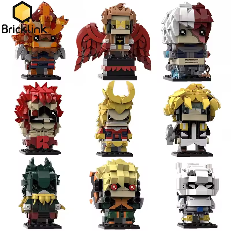 Bricklink idéias dos desenhos animados meu herói academia anime figuras tijolos cabeça define midoriya todas podem blocos de construção brinquedos crianças presente