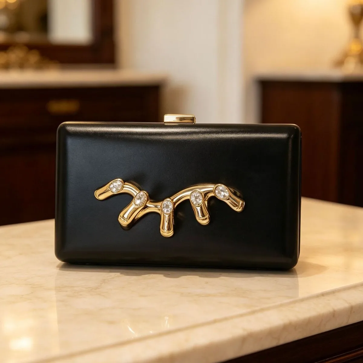 Technology bright liquid square box dinner bag special-shaped metal translucent rhinestone cold future wind banquet bag