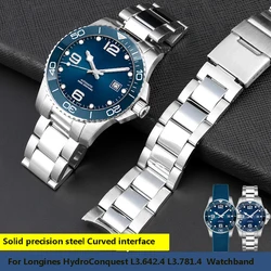 Curved End Stainless Steel Watch Strap for Longines Master Conquest HydroConquest L3.642.4 L3.781.4 L3.782.4 Bracelet Watchband