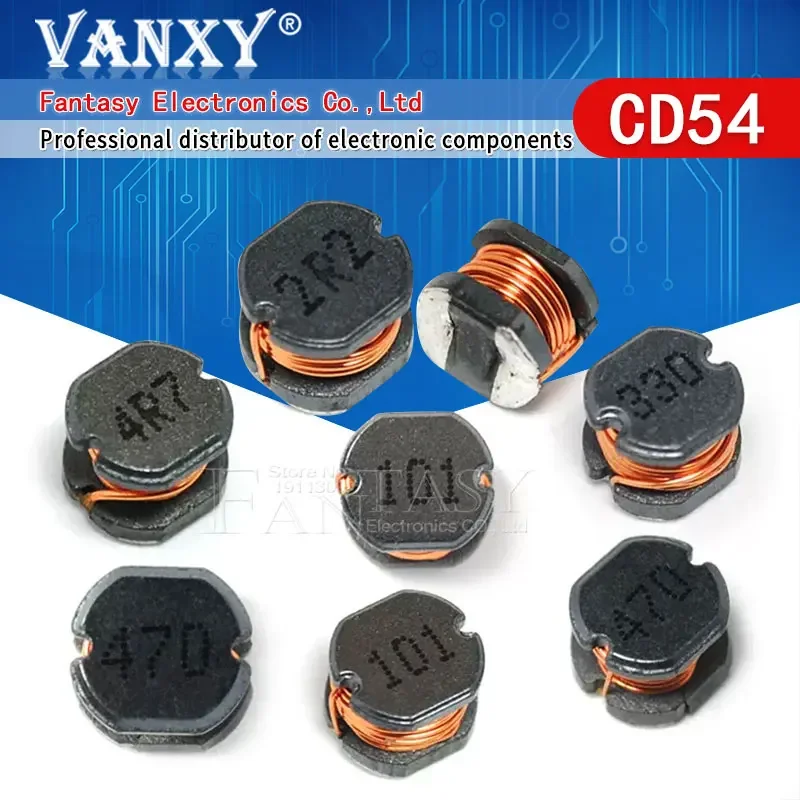 20pcs CD54 SMD power Inductor 1R 1R5 2R2 3R3 4R7 6R8 1 1.5 2.2 3.3 4.7 6.8 10 15 22 33 47 68 101 221 UH 471UH 102 222 471 472 MH