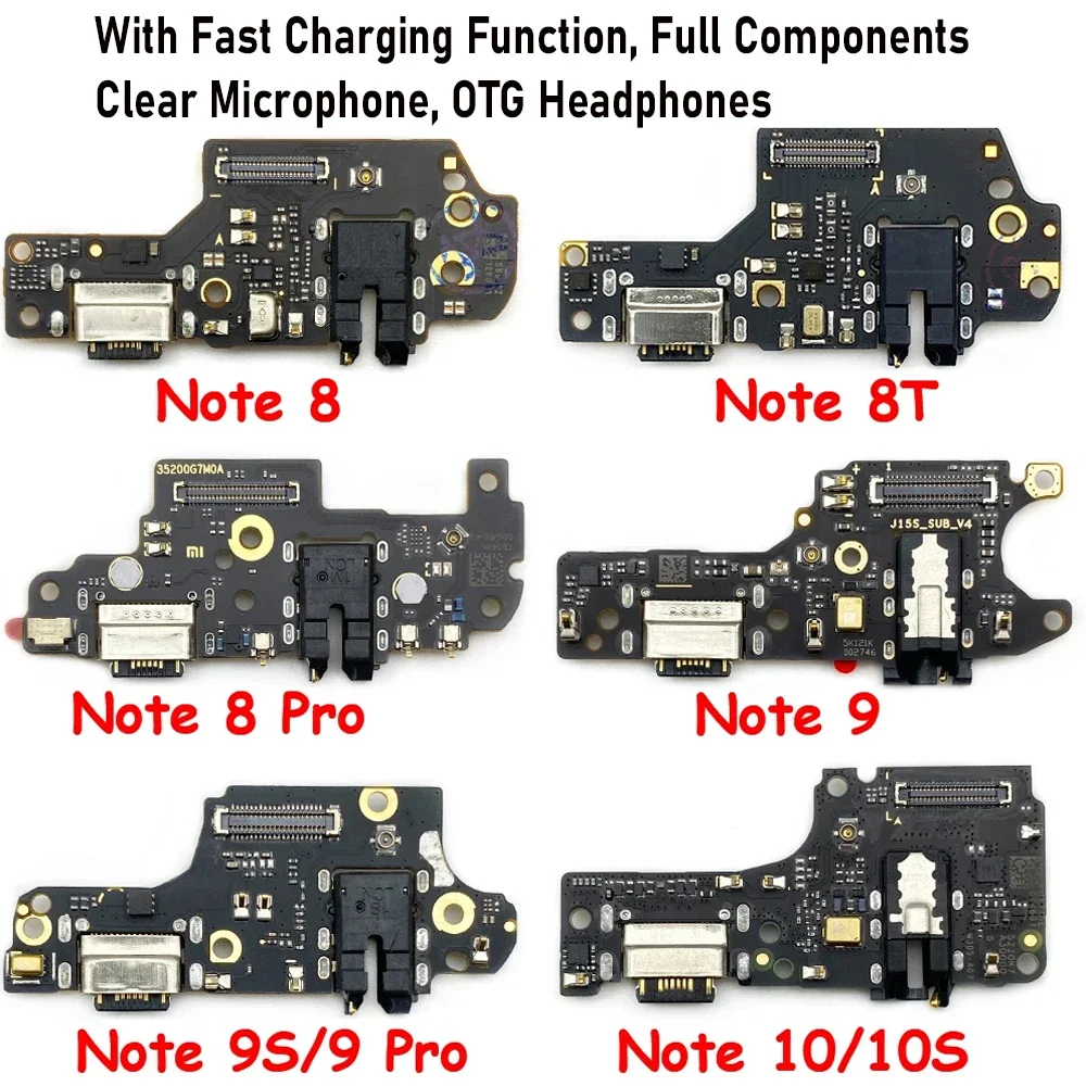 NEW Tested USB Charging Socket Port Connector Microphone Board Cable For Xiaomi Redmi Note 10X 8T 9T 9S 9 8 10 10S 7 Pro 5G