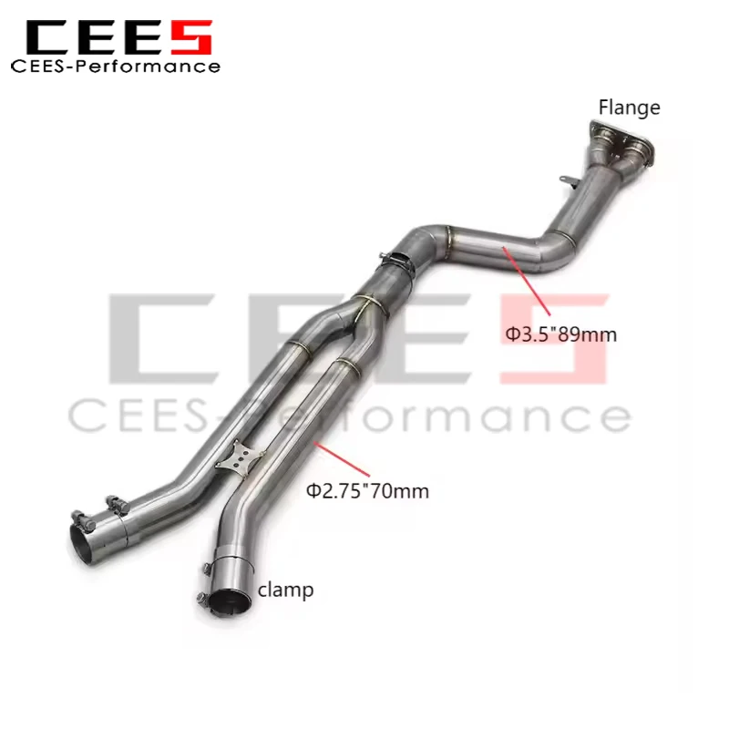 CEES 3.5 Inch 89-70MM Mid Pipe Equal Length for BMW X3M/X4M F97/F98 3.0T 2019-2023 Stainless Steel Car Exhaust Pipe