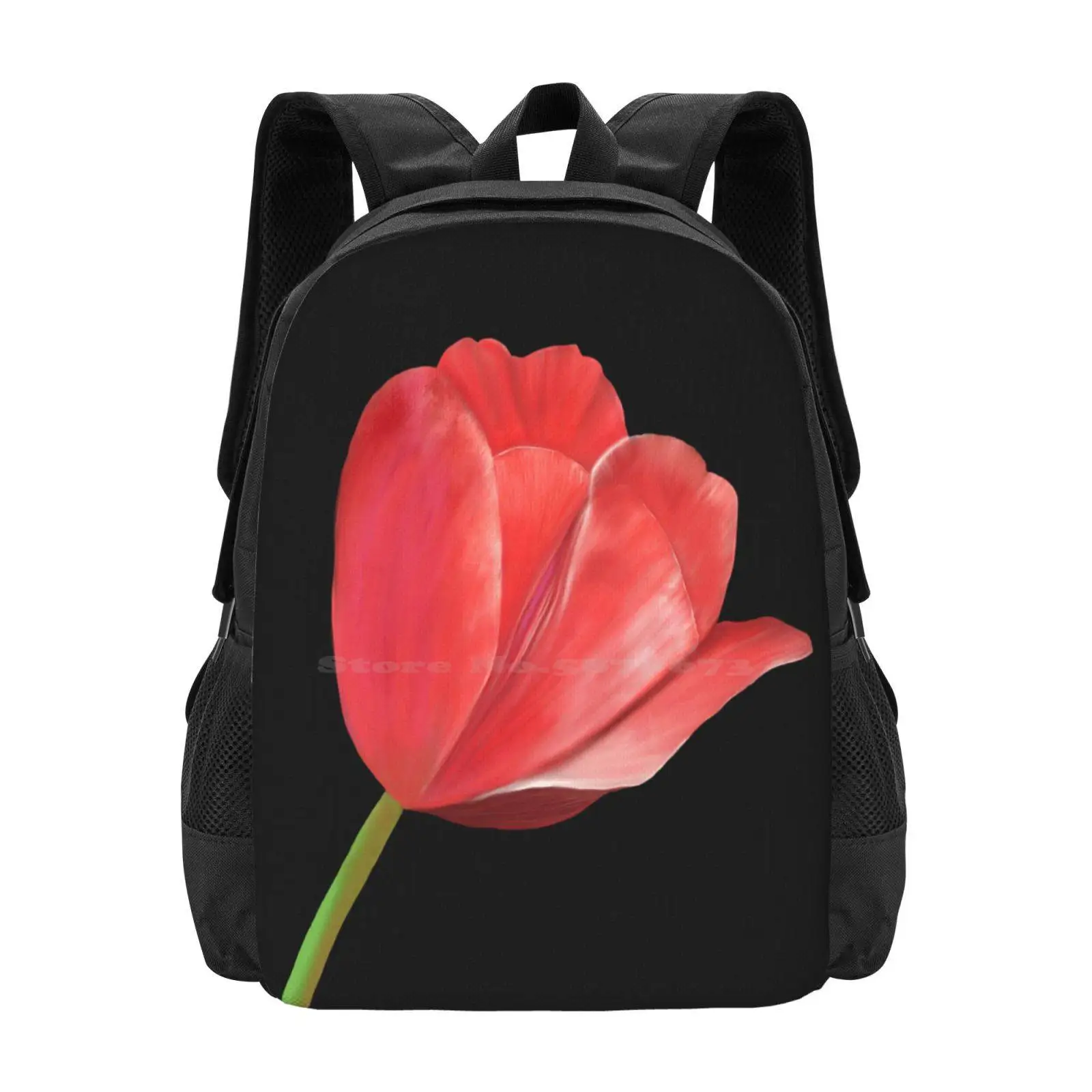 Red Tulip Hot Sale Schoolbag Backpack Fashion Bags Red Flower Tulip