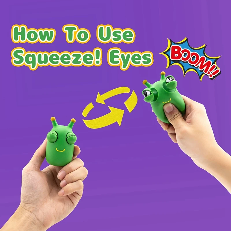 6Pack Green Bug Toys Popping Out Eyes Squeeze Fun Children's Sensory Fidget Toys Used To Relieve Stress, Anxiety, Autism Durable