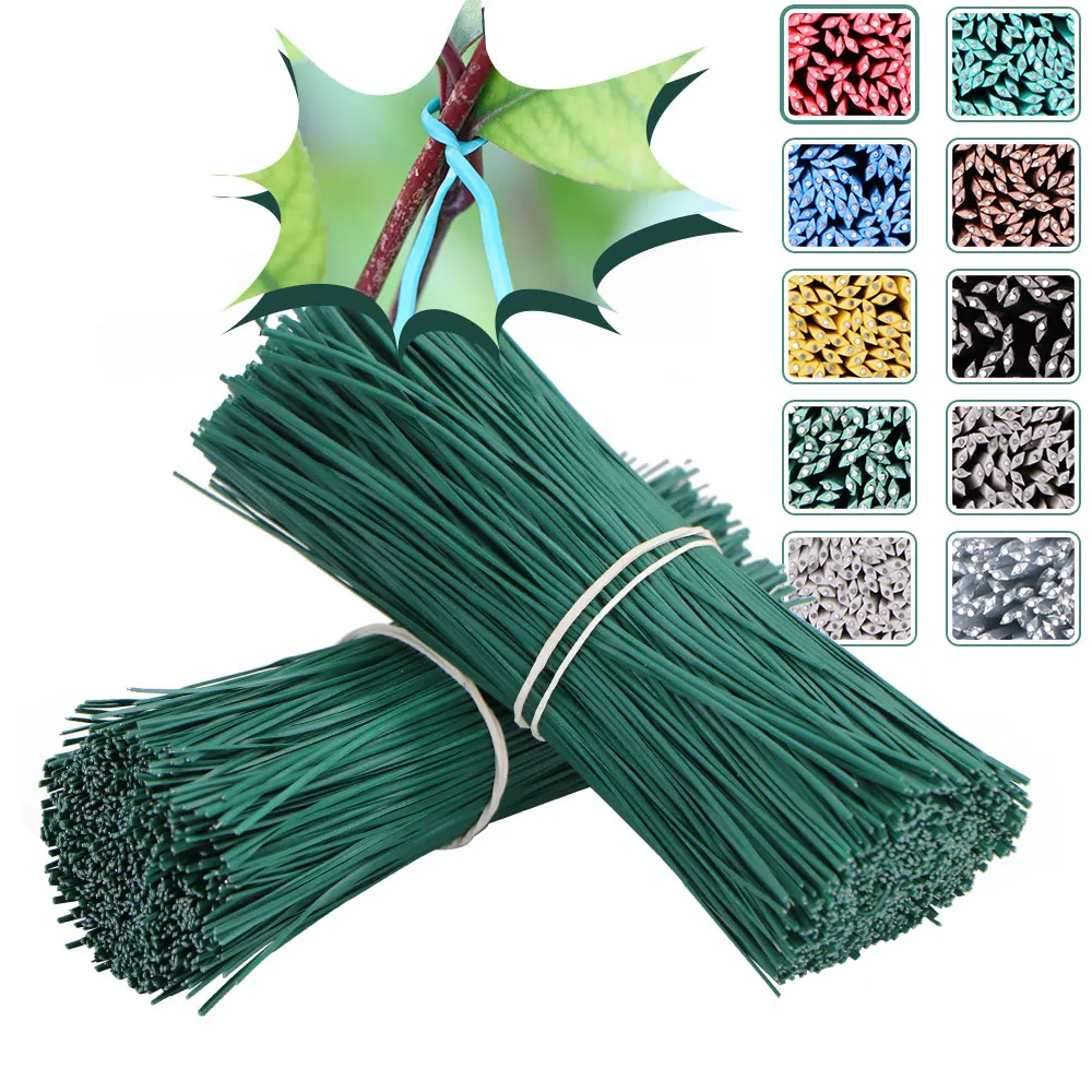 100PCS 15CM Oblate Gardening Cable Ties Colorful Reusable Iron Wire Twist Tie for Flower Plant Multifunction Coated Fix Strings