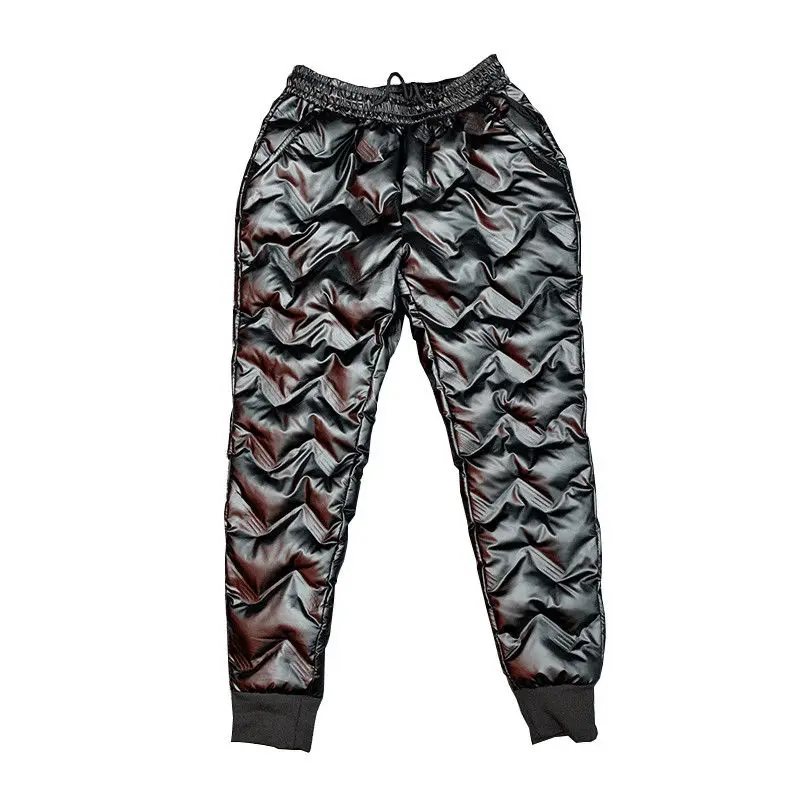 2022 New Men Shiny Winter Down Pant Thick Warm Sweatpants Casual Trousers Slim Outdoor Windproof Waterproof Cotton Pants