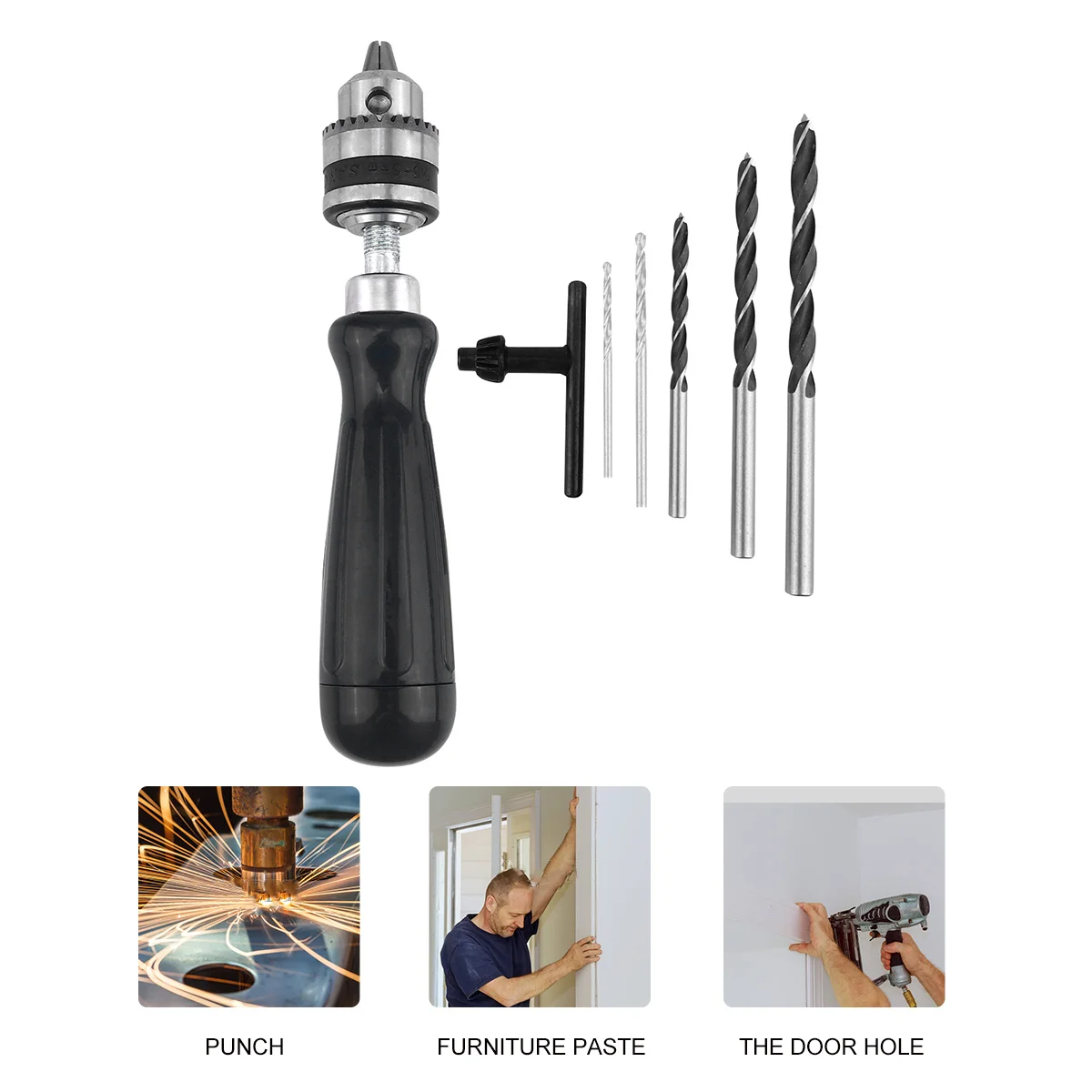 

7Pcs Pin Vise Hand Drill Set Chuck Key ABS Plastic Handle Nonskid Grip Store Tiny Drill Bits