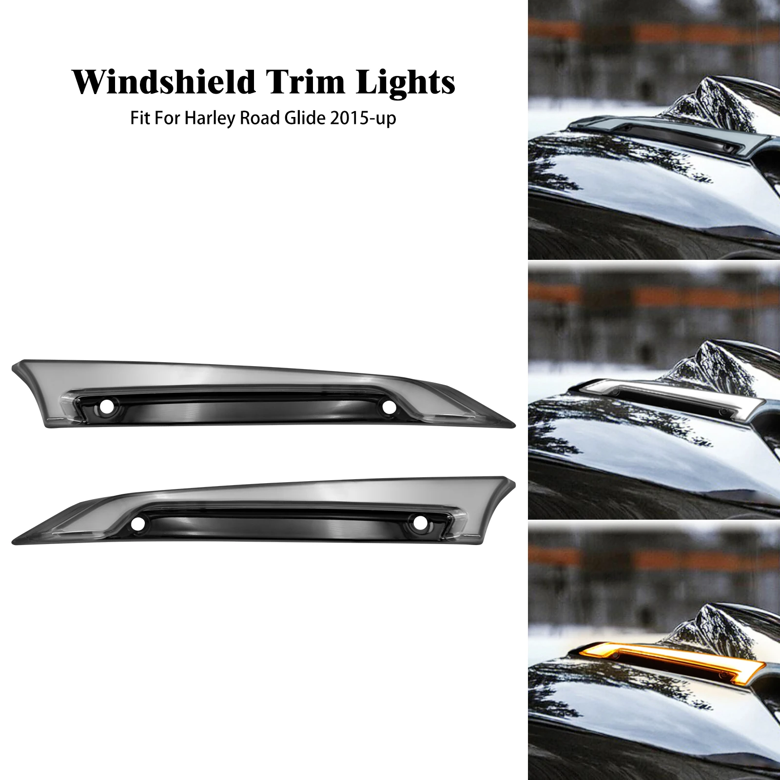 Motorcycle Windshield Led Trim Lights For Harley Road Glides 2015-2023 Windscreen Decorative Running Turn Signal Lamp Waterproof