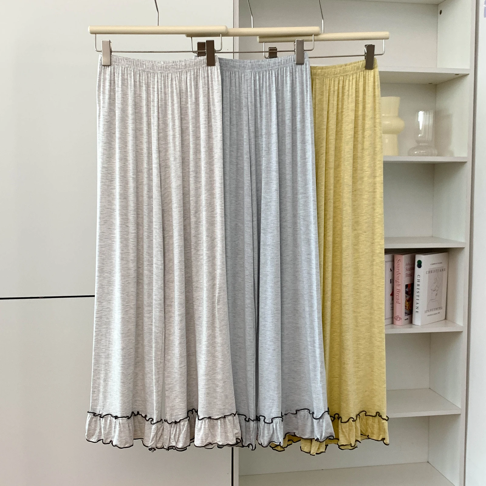 5174-300 Modal-Baumwolle, Rundhalsausschnitt, langärmelig, lange Hosen, Pyjama für Damen, Frühling und Herbst, dünn, locker, weich, bequem, Heimkleidung