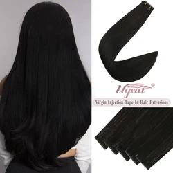 Ugeat Virgin Invisible Tape in Hair Extensions Human Hair Injection Skin Weft Natural Straight Injection 100% Human Hair