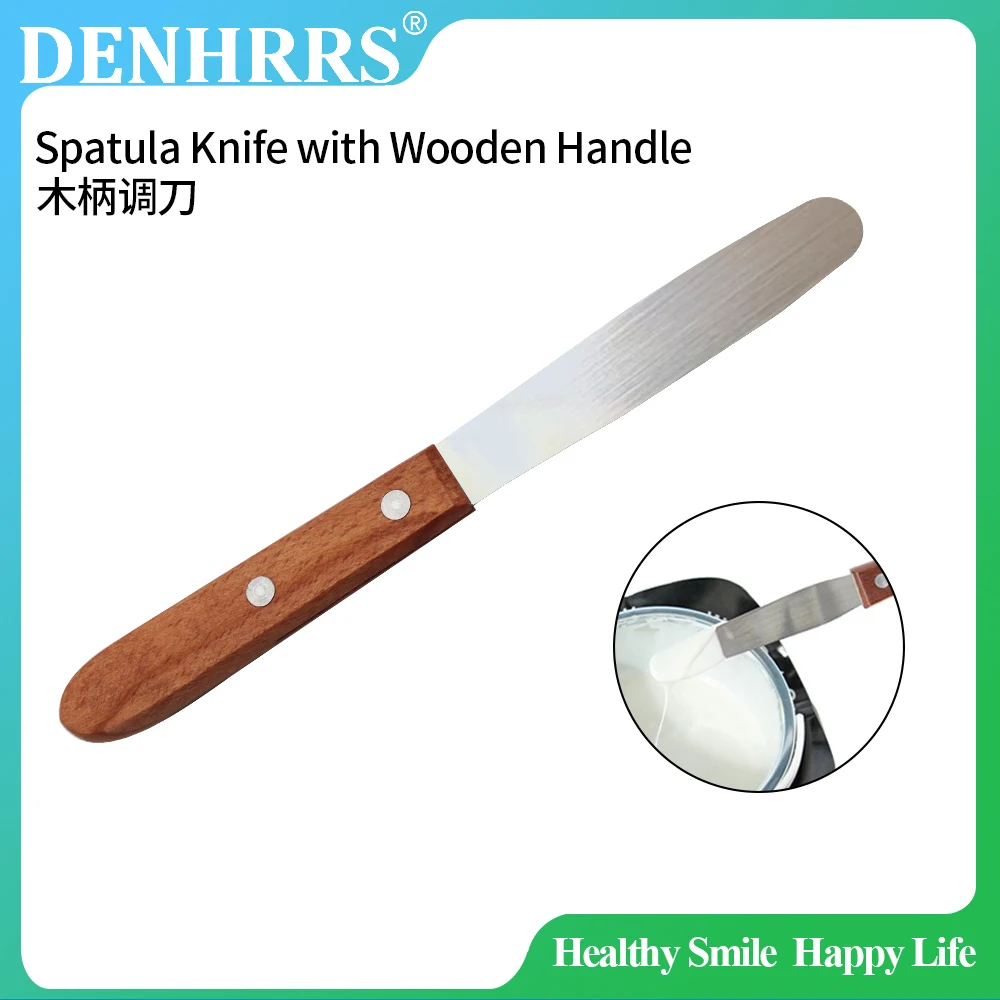 Dental Mixing Spatula Stainless Steel Spatula Knife with Wooden Handle Dental Plaster Mixing Spatula Knife Tools
