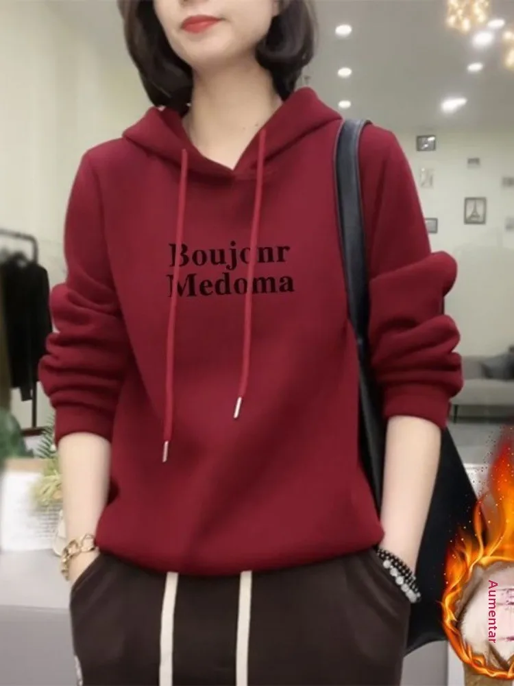 hooded-sweatirt-women's-thiened-fce-long-sve-spring-autumn-new-sle-large-size-ladies-anti-aging-irt-with-bow-tie