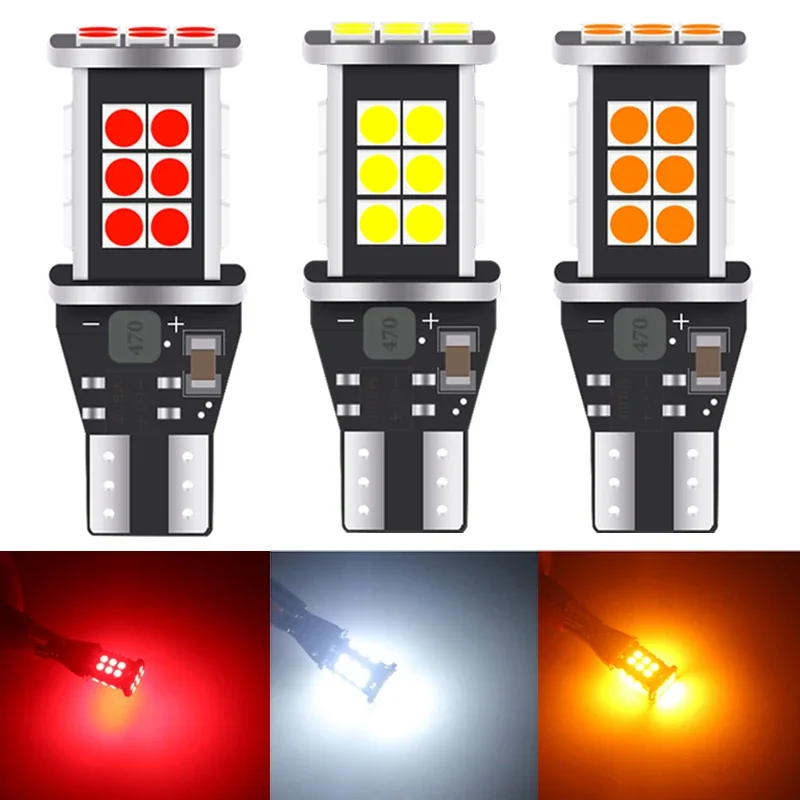 KEVANLY 2 uds Canbus W16W T15 bombillas LED 3030chip 24chips luz de respaldo LED 921 912 W16W lámpara de marcha atrás de coche de alta potencia 12V blanco rojo
