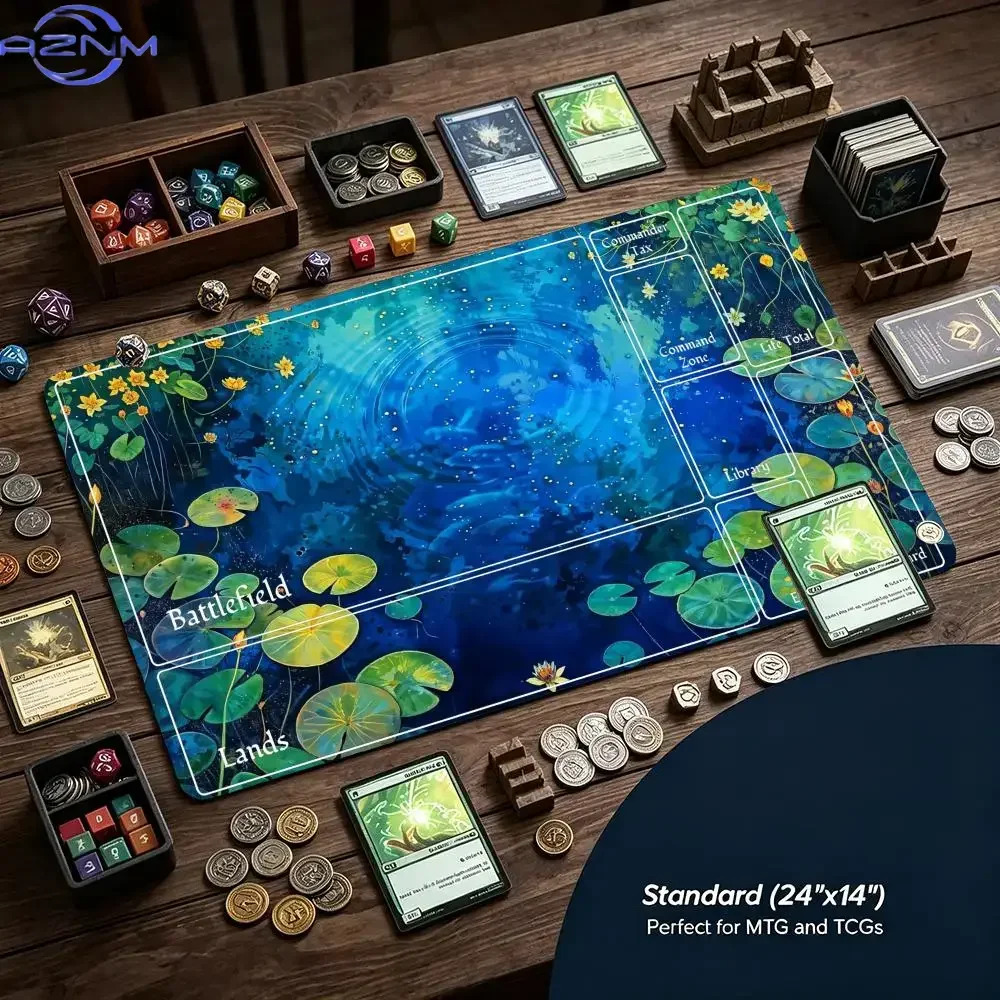 Blue Water Lily Pond Ripple Gaming Mouse Pad Playmat TCG Office Desk Mat for Work Game PC Laptop Carpet MousePad