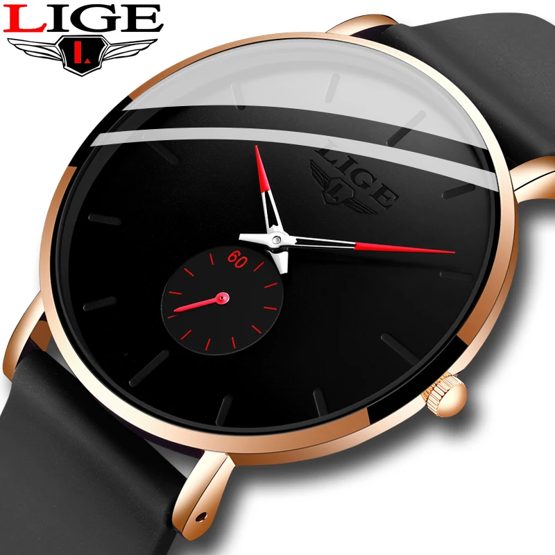 LIGE Wrist Watch Silicone Watch Men Casual Fashion Sport Waterproof Clock Top Brand Luxury Quartz Mens Watches Relogio Masculino