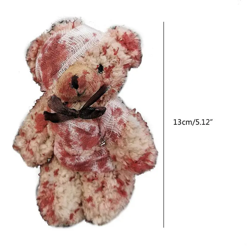 Trendy Bloody Plush Bear Pendant Keychain Injured Animal Bear for Doll for Key Ring Keychain Jewelry for Cellphone Backp