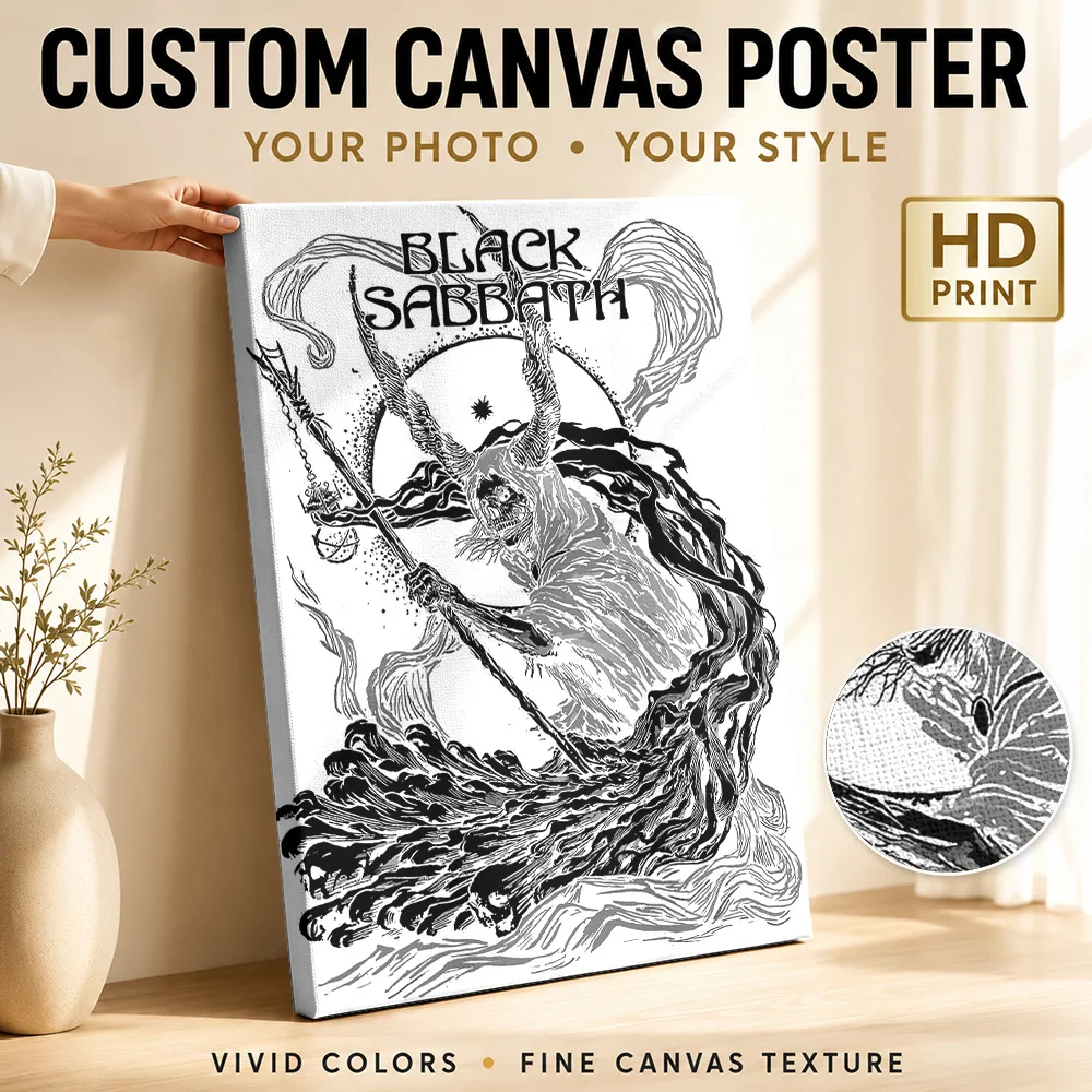 Black Sabbath Grim Reaper Artwork Canvas Print Poster Personalized Photo Gothic Horror Wall Paintings Decoration for Game Room