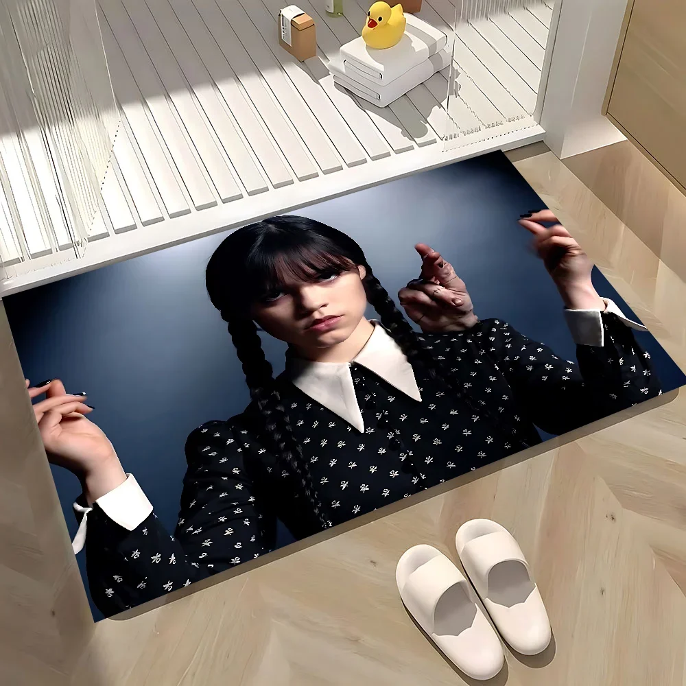 W-Wednesday Addams سجادة باب غرفة الاطفال غرفة نوم الديكور شرفة المضادة للانزلاق ممسحة غرفة المعيشة ممسحة منطقة البساط