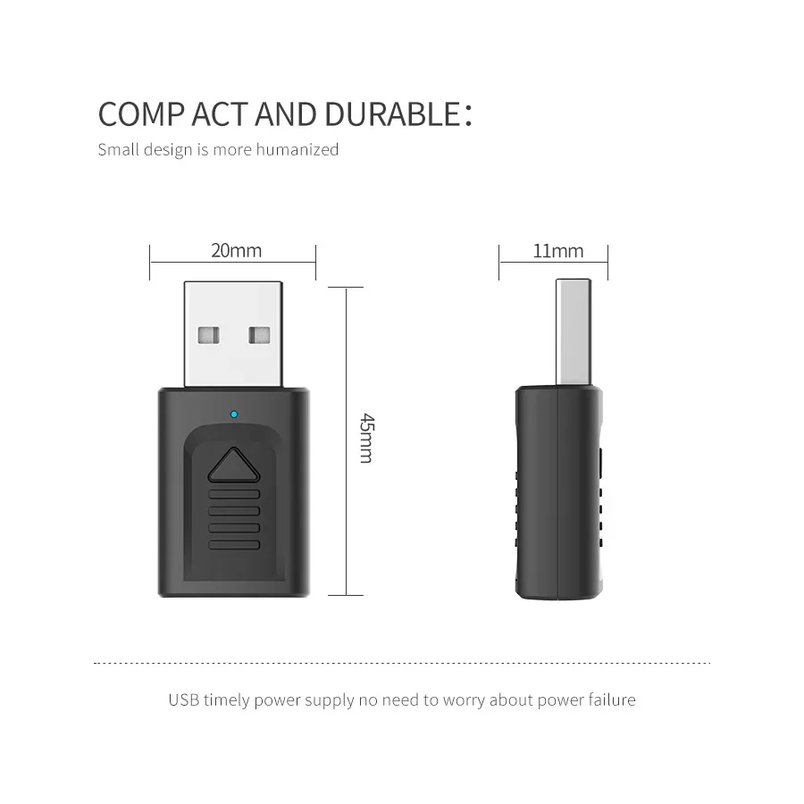 Émetteur et récepteur audio USB compatible Bluetooth 5.0, adaptateur audio pour PC, TV, casque, système audio stéréo domestique et de voiture, 4 en 1