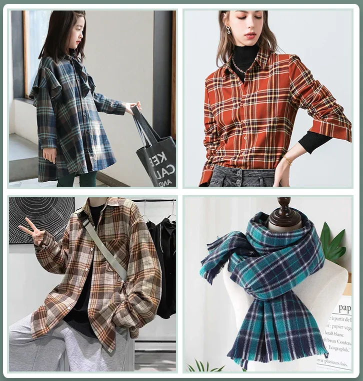 Pure Cotton Brushed Plaid Fabrics Warm Soft Skin Friendly All Cotton Shirt Coat Skirt Pants Handmade DIY Clothing Sewing Fabric