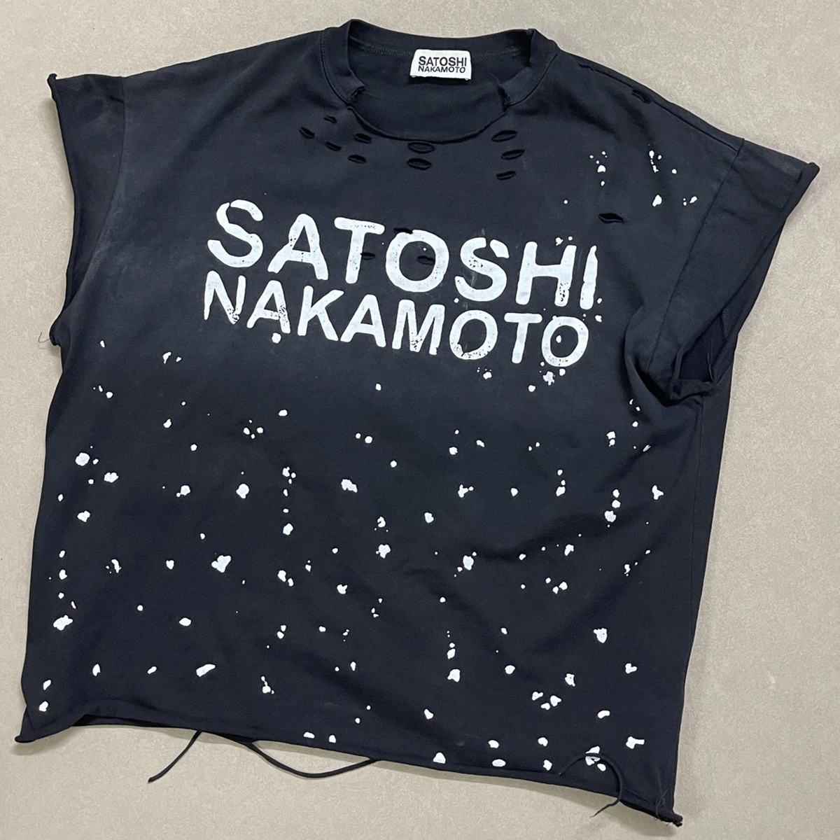 Washed Hole SATOSHI NAKAMOTO Luke Destroyed Sleeveless T Shirt Men Women High Quality Tee Tops T-Shirt