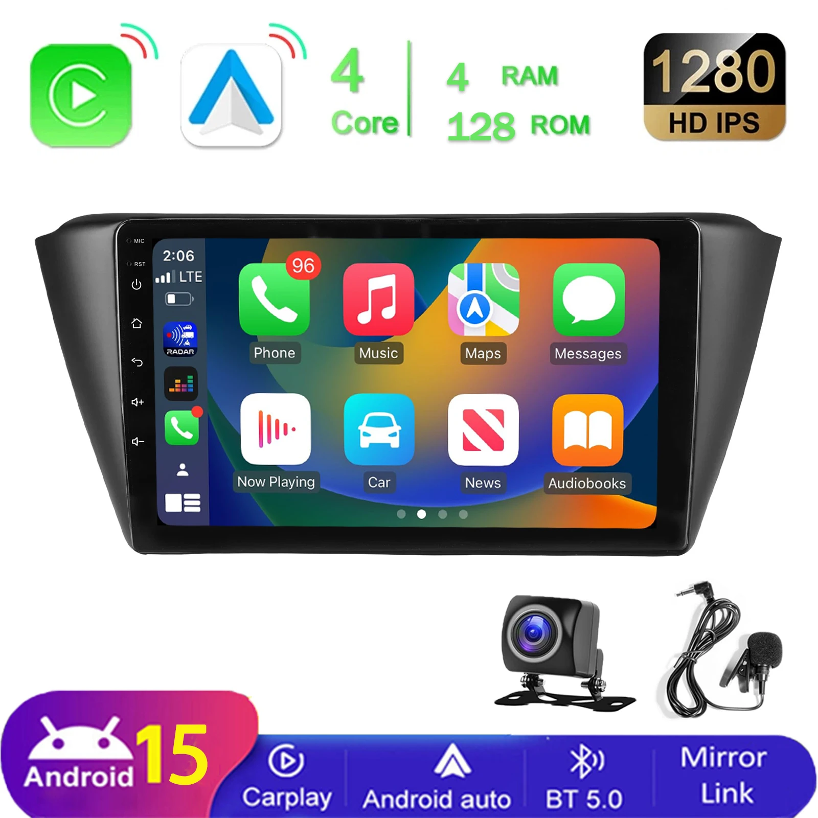 MOPECT Voor Skoda Fabia 3 III 2014-2020 Android 15 draadloze Carplay autoradio navigatie GPS multimediaspeler stereo WIFI - afbeelding 1