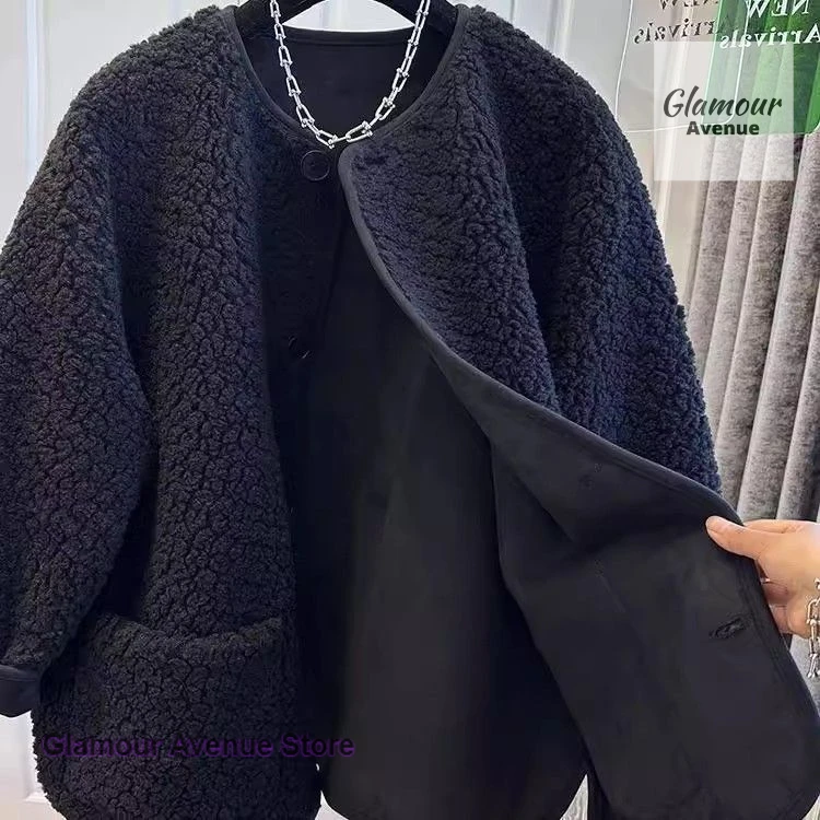 معطف صوف امبسوول على الطراز الكوري للنساء للخريف والشتاء سترة عصرية جديدة بقلنسوة فضفاضة معطف جوكر مريح سميك مقاس كبير. #4