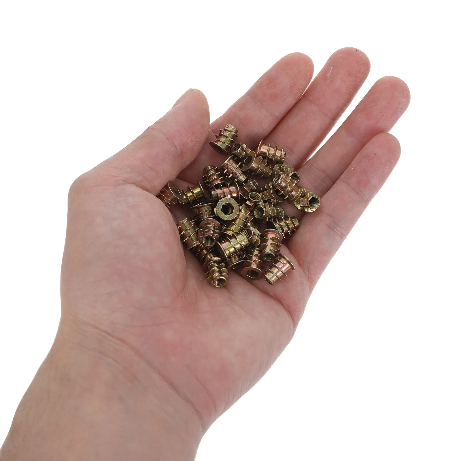 200Pcs Zinc Alloy M4x10mm Hex Socket Flange Threaded Insert Nuts Furniture Hardware Fastener Woodworking Thread Insert Connector