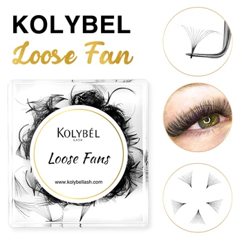 KOLYBEL 500 팬 뾰족한 베이스 느슨한 팬, 5D ~ 16D 프리메이드 중간 스템 날카로운 얇은 러시아 프로메이드 볼륨 팬, 속눈썹 연장 