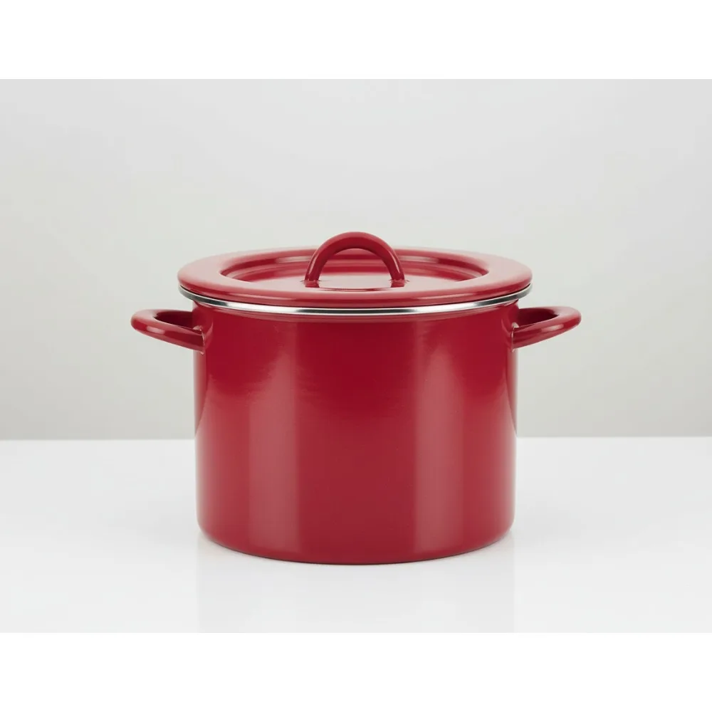 

12 Quart Red Stockpot with Lid - Fast Heating, Oven Safe, Ideal for Family Meals & Easy Cleaning