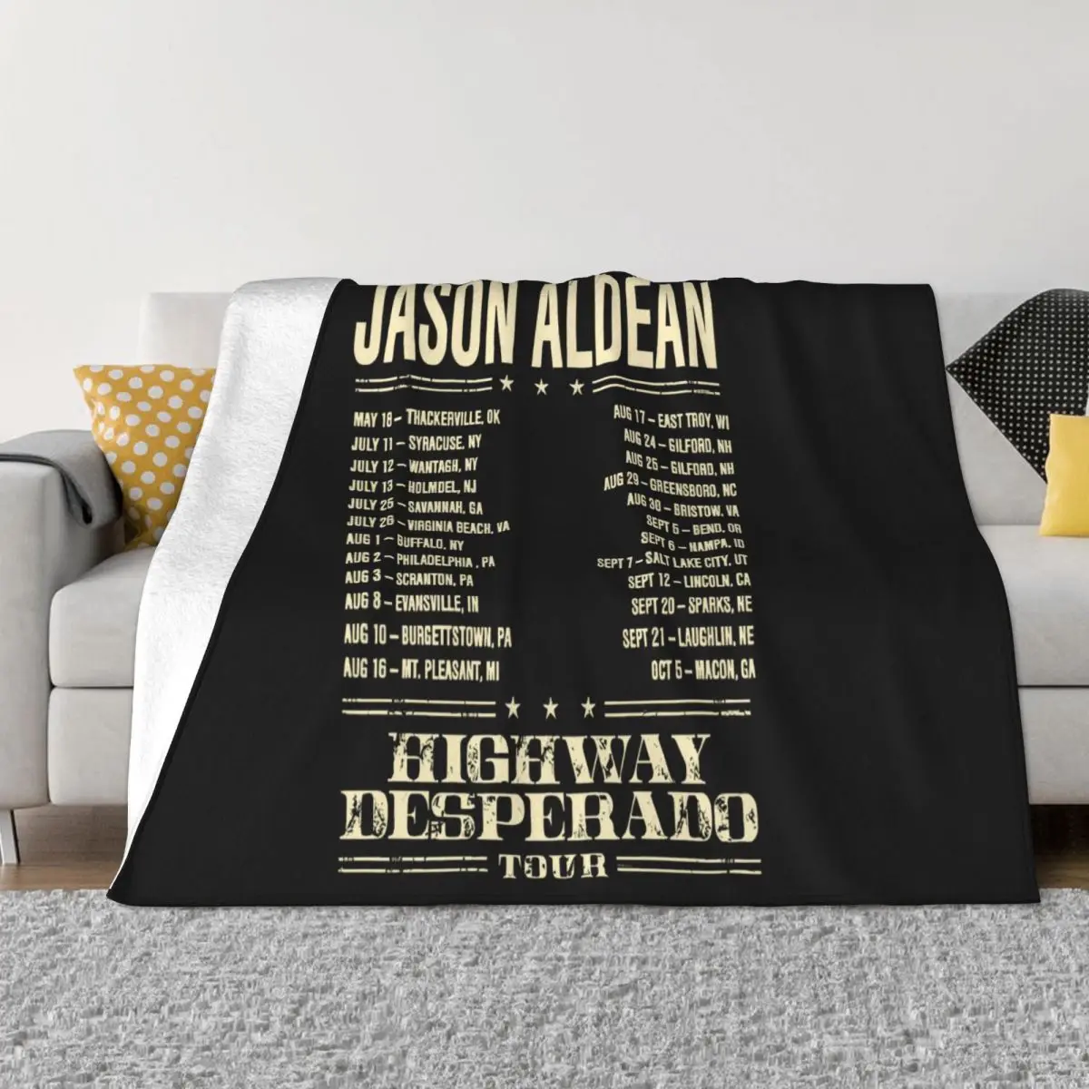 Jason Aldean Highway Desperado Tour 2024 1 Quilt Blankets Throw Blanket Thin Wadding Blanket Throw Blanket