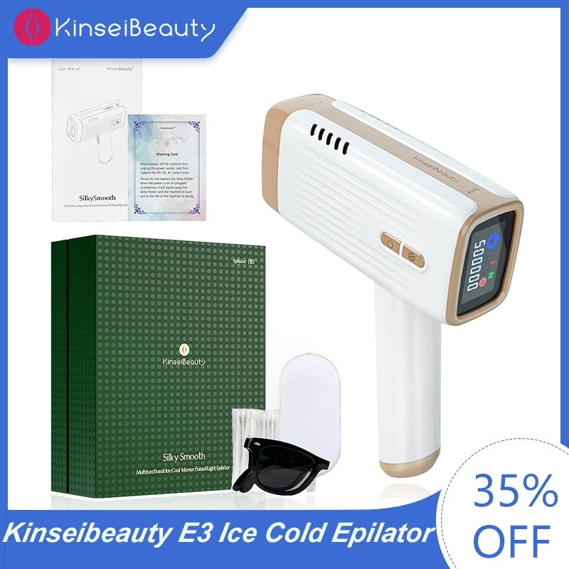 Kinseibeauty E3 Laser Removal Hair Device Ice Cold Epilator Laser Replaceble Lens IPL Laser Home Use For Women Men 500000Flashes