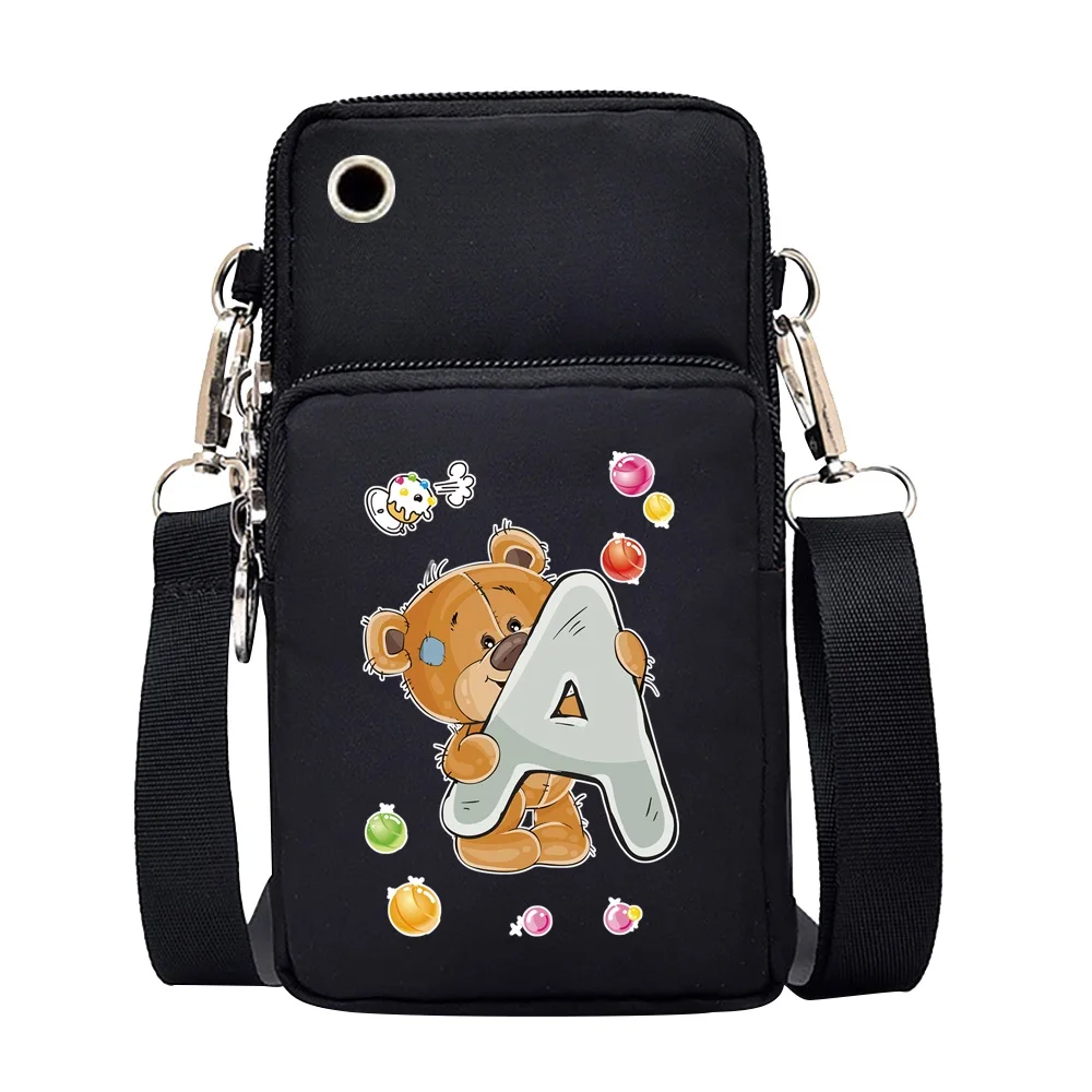 Women Mini Mobile Phone Bag Wallet Coin Purses Wild for Huawei Xiaomi Samsung IPhone Bear Letter Print Waterproof Messenger Bag