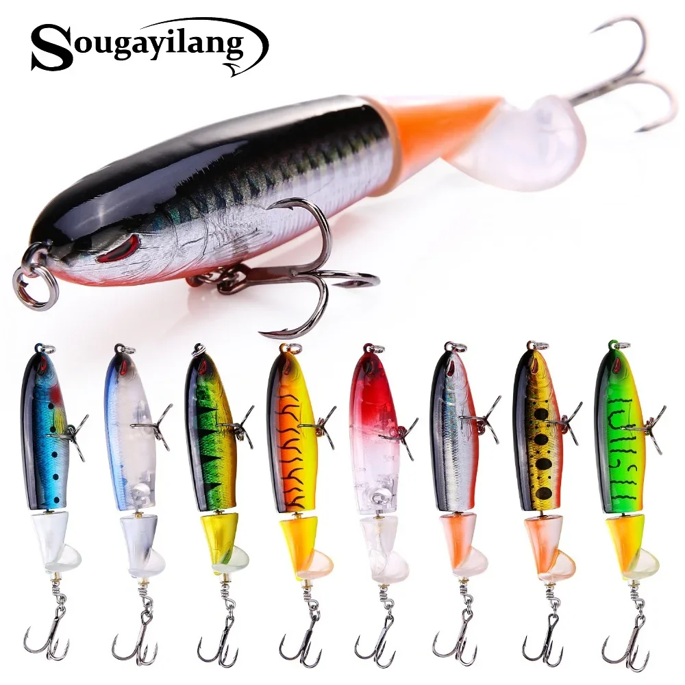 Sougayilang 1pcs Lifelike Fishing Lure 12cm 14g Topwater Rotating Tail Bass Wobbler Artificial Fishing Bait Fish