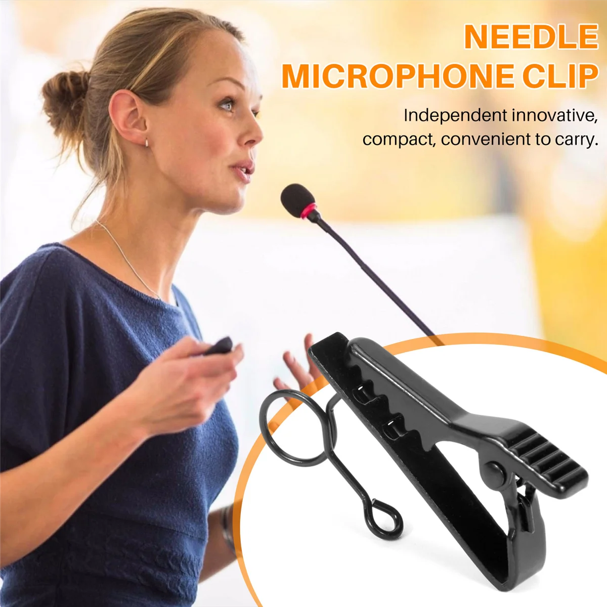 5 ชิ้นแหวนมินิ 7.5 มิลลิเมตรไมโครโฟนผู้ถือคลิปผูกคลิปคลิปปกปฏิบัติ (สีดํา)