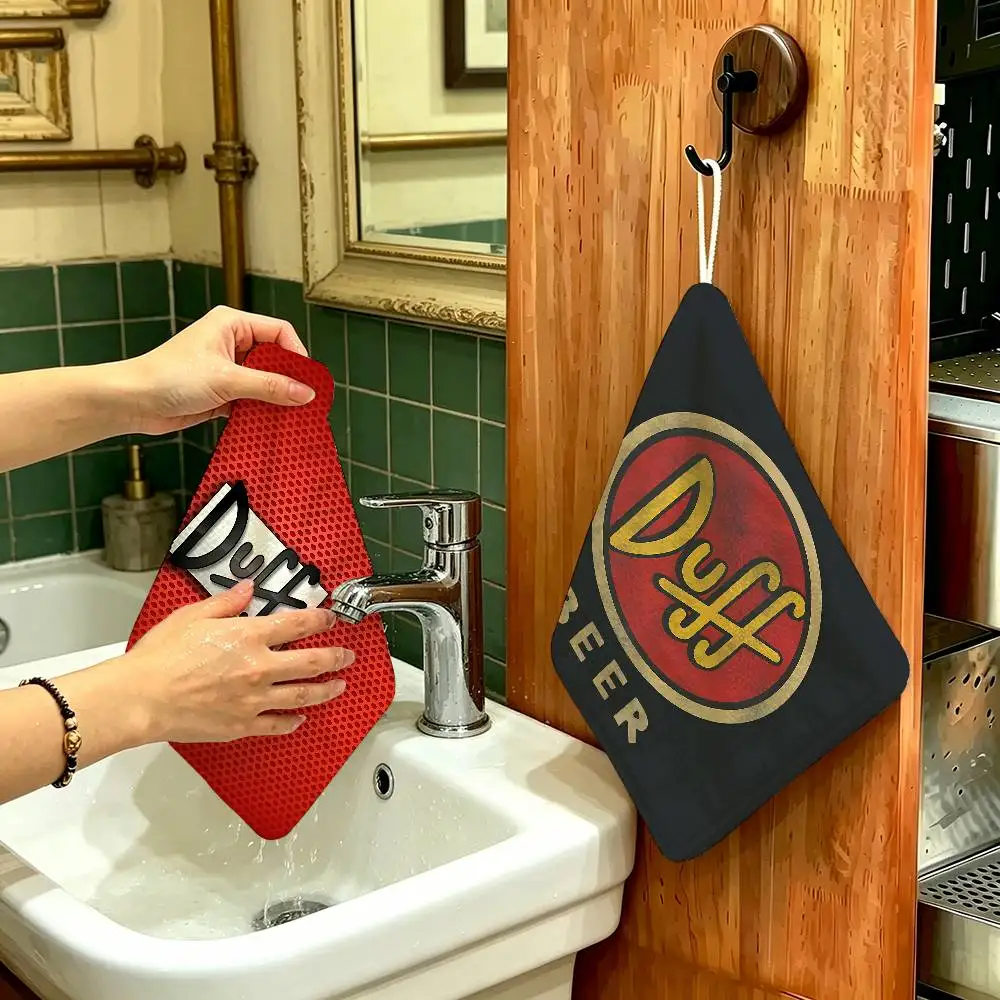 Ft D-Duffs Beer Hanging Polyester Cotton Towel, Reusable Hand Wiping Cloth, Wear Resistant For Home Kitchen Sink