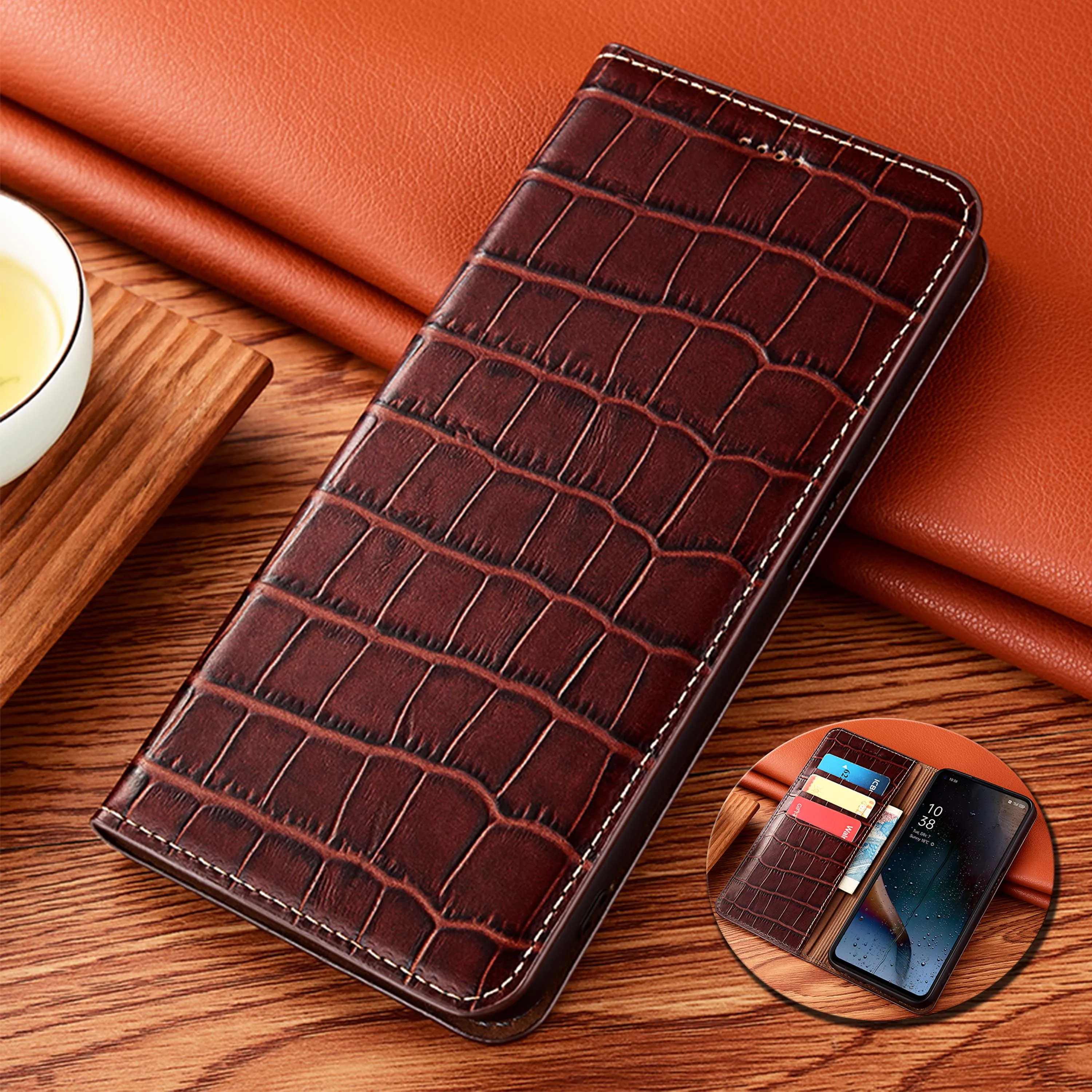

For Vivo S16 S16e S17 S17T S17E S18 S18E S19 S20 S30 Pro Plus Mini Bamboo Knot Pattern Genuine Leather Flip Phone Case Cowhide