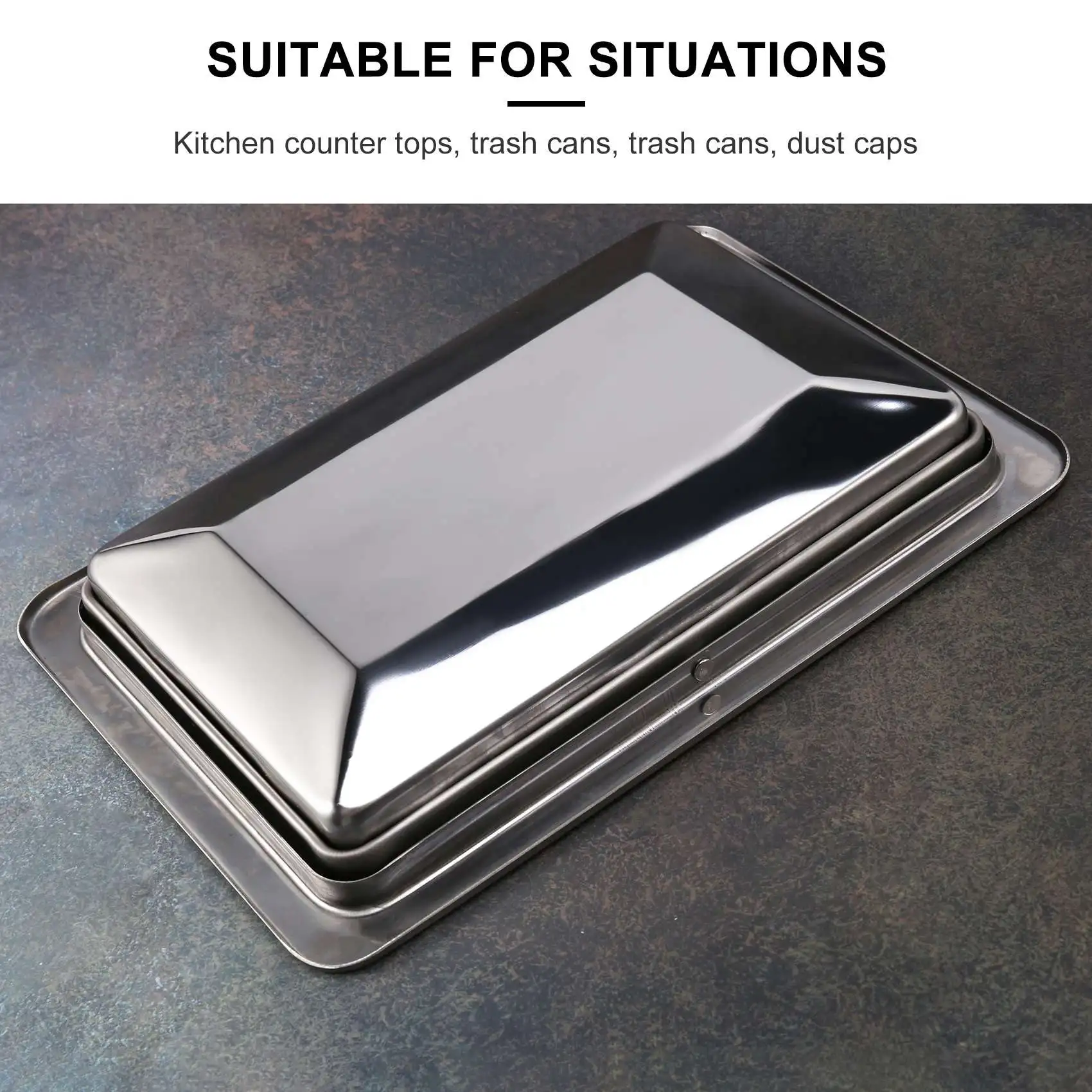 

B59AStainless Steel Garbage Flap Lid Trash Bin Cover Flush Built-in Balance Swing Flap Garbage Lid for Kitchen Counter Top A